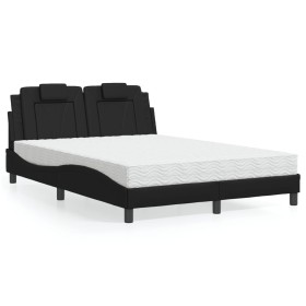 Bed with black synthetic leather mattress 140x190 cm by , Beds and slatted bases - Ref: Foro24-3208789, Price: 358,69 €, Disc...