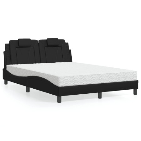 Bed with black synthetic leather mattress 140x190 cm by , Beds and slatted bases - Ref: Foro24-3208789, Price: 355,98 €, Disc...