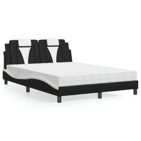 Bed with black and white synthetic leather mattress 140x190 cm by , Beds and slatted bases - Ref: Foro24-3208794, Price: 356,...