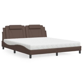 Bed with brown synthetic leather mattress 180x200 cm by , Beds and slatted bases - Ref: Foro24-3208812, Price: 462,99 €, Disc...