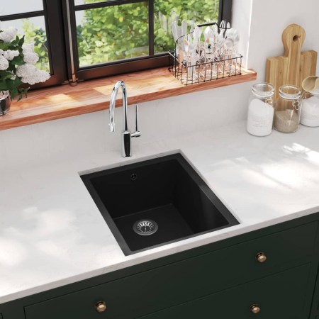 Kitchen sink with black granite overflow by vidaXL, Sinks - Ref: Foro24-147073, Price: 150,37 €, Discount: %