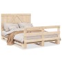 Solid pine wood bed frame with headboard 160x200 cm by , Beds and slatted bases - Ref: Foro24-3281559, Price: 228,97 €, Disco...