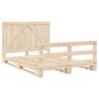 Solid pine wood bed frame with headboard 160x200 cm by , Beds and slatted bases - Ref: Foro24-3281559, Price: 228,97 €, Disco...