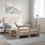 Solid pine wood bed frame with headboard 160x200 cm by , Beds and slatted bases - Ref: Foro24-3281559, Price: 228,97 €, Disco...