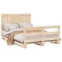 Solid pine wood bed frame with headboard 160x200 cm by , Beds and slatted bases - Ref: Foro24-3281559, Price: 228,97 €, Disco...