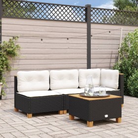 Corner garden sofa with black synthetic rattan cushions by , Outdoor sofas - Ref: Foro24-365902, Price: 98,93 €, Discount: %