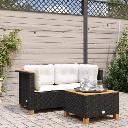 Ecksofas für den Garten mit 2 Stück schwarzen Kunststoff-Rattan-Kissen. von , Outdoor-Sofas - Ref: Foro24-365914, Preis: 178,...