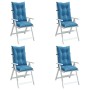 High back chair cushions 4 units blue melange fabric 120x50x7 cm by , Cushions for chairs and sofas - Ref: Foro24-4002359, Pr...