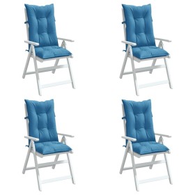 High back chair cushions 4 units blue melange fabric 120x50x7 cm by , Cushions for chairs and sofas - Ref: Foro24-4002359, Pr...