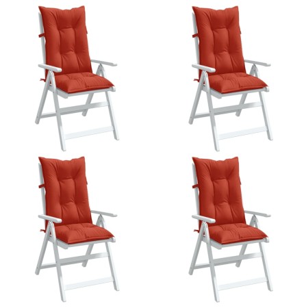 High back chair cushions 4 units red melange fabric 120x50x7 cm by , Cushions for chairs and sofas - Ref: Foro24-4002365, Pri...