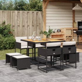 9-piece garden dining set with black synthetic rattan cushions by , Garden sets - Ref: Foro24-3278090, Price: 479,99 €, Disco...