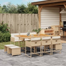 Garten-Essgruppe 11-teilig mit beigen Polstern aus synthetischem Rattan von , Gartensets - Ref: Foro24-3278103, Preis: 683,06...