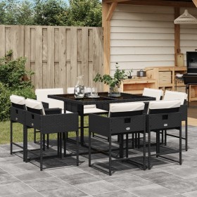 Garten-Essgruppe 9-teilig mit schwarzen Kunststoff-Rattan-Kissen. von , Gartensets - Ref: Foro24-3278141, Preis: 560,99 €, Ra...