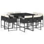 Set de comedor de jardín 9 pzas y cojines ratán sintético negro de , Conjuntos de jardín - Ref: Foro24-3278141, Precio: 561,3...