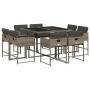 Set comedor jardín 9 pzas y cojines ratán sintético gris de , Conjuntos de jardín - Ref: Foro24-3278143, Precio: 579,13 €, De...