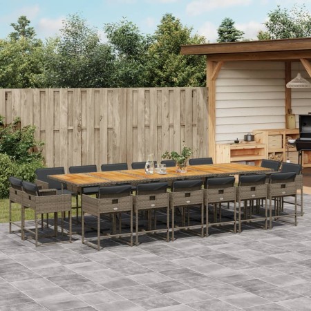 Garten-Essgruppe 17-teilig mit grauen Polstern aus synthetischem Rattan von , Gartensets - Ref: Foro24-3278197, Preis: 1,00 €...