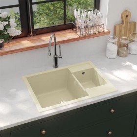 Double sink kitchen with overflow beige granite by vidaXL, Sinks - Ref: Foro24-147087, Price: 136,54 €, Discount: %