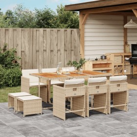 Garten-Essgruppe 11-teilig mit beigen Polstern aus synthetischem Rattan von , Gartensets - Ref: Foro24-3277923, Preis: 640,99...