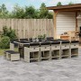 Garten-Esszimmer-Set mit 15-teiligen Kissen aus hellem grauem Kunst-Rattan. von , Gartensets - Ref: Foro24-3277942, Preis: 1,...