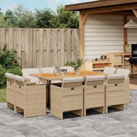 Garten-Essgruppe 11-teilig mit beigen Polstern aus synthetischem Rattan von , Gartensets - Ref: Foro24-3277743, Preis: 774,99...