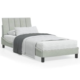 Bed with light gray velvet mattress 90x200 cm by , Beds and slatted bases - Ref: Foro24-3208574, Price: 272,99 €, Discount: %