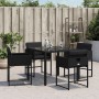 Garden chairs with cushions, 4 units, black synthetic rattan by , Garden chairs - Ref: Foro24-4007476, Price: 209,68 €, Disco...