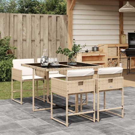 Garten-Essgruppe, 5-teilig, mit beigen Polstern aus synthetischem Rattan von , Gartensets - Ref: Foro24-3278025, Preis: 367,6...