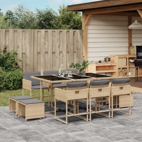 Garten-Essgruppe 11-teilig mit beigen Polstern aus synthetischem Rattan von , Gartensets - Ref: Foro24-3278099, Preis: 659,98...