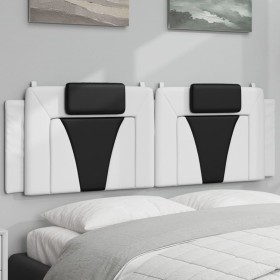 Padded headboard in white and black synthetic leather, 160 cm. by , Headboards and footboards - Ref: Foro24-374803, Price: 49...