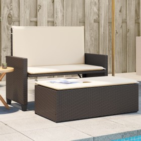 Garden bench with cushions and synthetic brown rattan footrest by , garden benches - Ref: Foro24-368408, Price: 253,99 €, Dis...