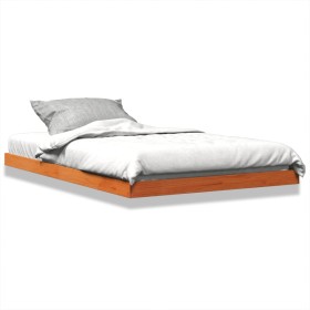 Estructura de cama madera maciza pino marrón cera 120x190 cm de , Camas y somieres - Ref: Foro24-847156, Precio: 74,69 €, Des...