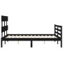 Double bed frame with black solid wood headboard by vidaXL, Beds and slatted bases - Ref: Foro24-3195070, Price: 155,70 €, Di...