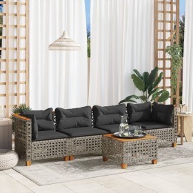 Garden sofa set with 5-piece synthetic rattan gray cushions by , Garden sets - Ref: Foro24-3261729, Price: 409,99 €, Discount: %