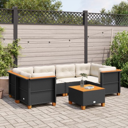 Gartensofagarnitur 7-teilig mit schwarzen Polstern aus synthetischem Rattan von , Gartensets - Ref: Foro24-3261743, Preis: 54...