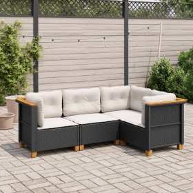 Gartensitzgruppe 4-teilig mit schwarzen Polstern aus synthetischem Rattan von , Gartensets - Ref: Foro24-3261797, Preis: 339,...