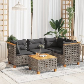 Gartensitzgruppe mit 5-teiligen Sofas und Kissen aus grauem synthetischem Rattan. von , Gartensets - Ref: Foro24-3261807, Pre...