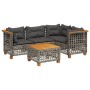 Garden sofa set with 5-piece synthetic rattan gray cushions by , Garden sets - Ref: Foro24-3261807, Price: 423,06 €, Discount: %