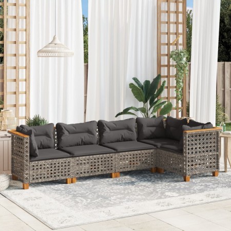 Gartensitzgruppe mit 5-teiligen Sofas und Kissen aus grauem synthetischem Rattan. von , Gartensets - Ref: Foro24-3261813, Pre...