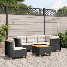 6-teiliges Gartensofa-Set mit schwarzen Polstern aus synthetischem Rattan. von , Gartensets - Ref: Foro24-3261839, Preis: 461...