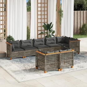 Set of garden sofas and cushions 8 pieces synthetic rattan gray by , Garden sets - Ref: Foro24-3261891, Price: 694,99 €, Disc...