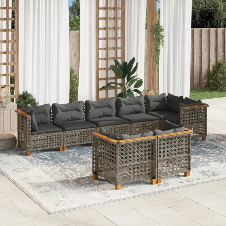 Set of garden sofas and cushions 8 pieces synthetic rattan gray by , Garden sets - Ref: Foro24-3261891, Price: 694,38 €, Disc...