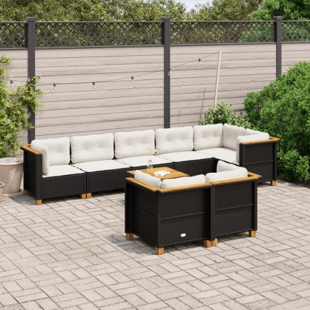 8-teiliges Gartensofa-Set und Kissen aus schwarzem Kunststoff-Rattan. von , Gartensets - Ref: Foro24-3261893, Preis: 704,93 €...