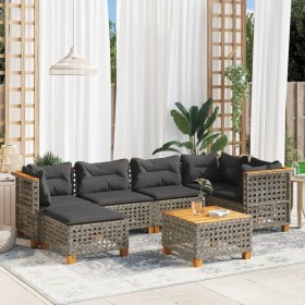 Gartensofa-Set, 7-teilig, mit grauen Polstern aus synthetischem Rattan von , Gartensets - Ref: Foro24-3261921, Preis: 552,49 ...