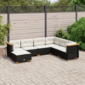 Gartensofagarnitur 7-teilig mit schwarzen Polstern aus synthetischem Rattan von , Gartensets - Ref: Foro24-3261935, Preis: 53...