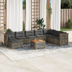 Garden furniture set 9 pieces and gray synthetic rattan cushions by , Garden sets - Ref: Foro24-3261963, Price: 714,47 €, Dis...