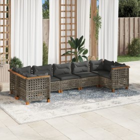 Gartensofa-Set, 7-teilig, mit grauen Polstern aus synthetischem Rattan von , Gartensets - Ref: Foro24-3261975, Preis: 620,03 ...