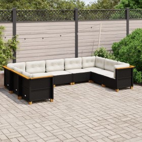 8-teiliges Gartensofa-Set und Kissen aus schwarzem Kunststoff-Rattan. von , Gartensets - Ref: Foro24-3261977, Preis: 713,84 €...