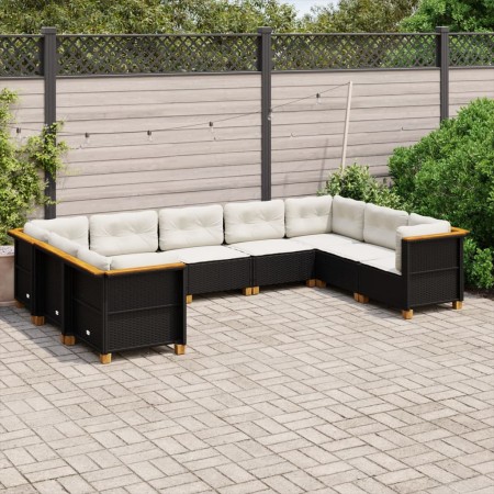 8-teiliges Gartensofa-Set und Kissen aus schwarzem Kunststoff-Rattan. von , Gartensets - Ref: Foro24-3261977, Preis: 716,77 €...