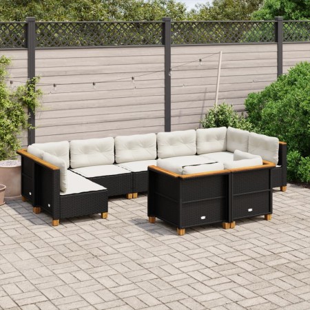 8-teiliges Gartensofa-Set und Kissen aus schwarzem Kunststoff-Rattan. von , Gartensets - Ref: Foro24-3261989, Preis: 713,84 €...