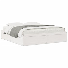 Solid white pine wood bed frame 180x200 cm by , Beds and slatted bases - Ref: Foro24-3282367, Price: 225,62 €, Discount: %